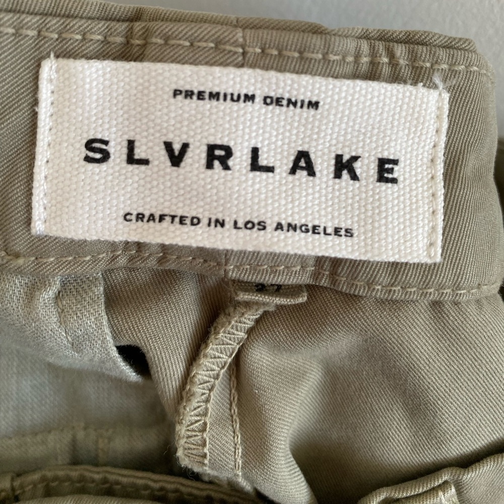 SLVRLAKE Lola Cotton Wide Leg Pleated Pant Size 27 In Smokey Aloe - Picture 8 of 12